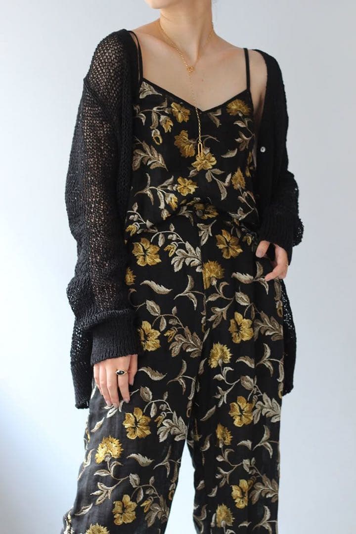 トップス ERIKO KATORI flower embroidery camisole