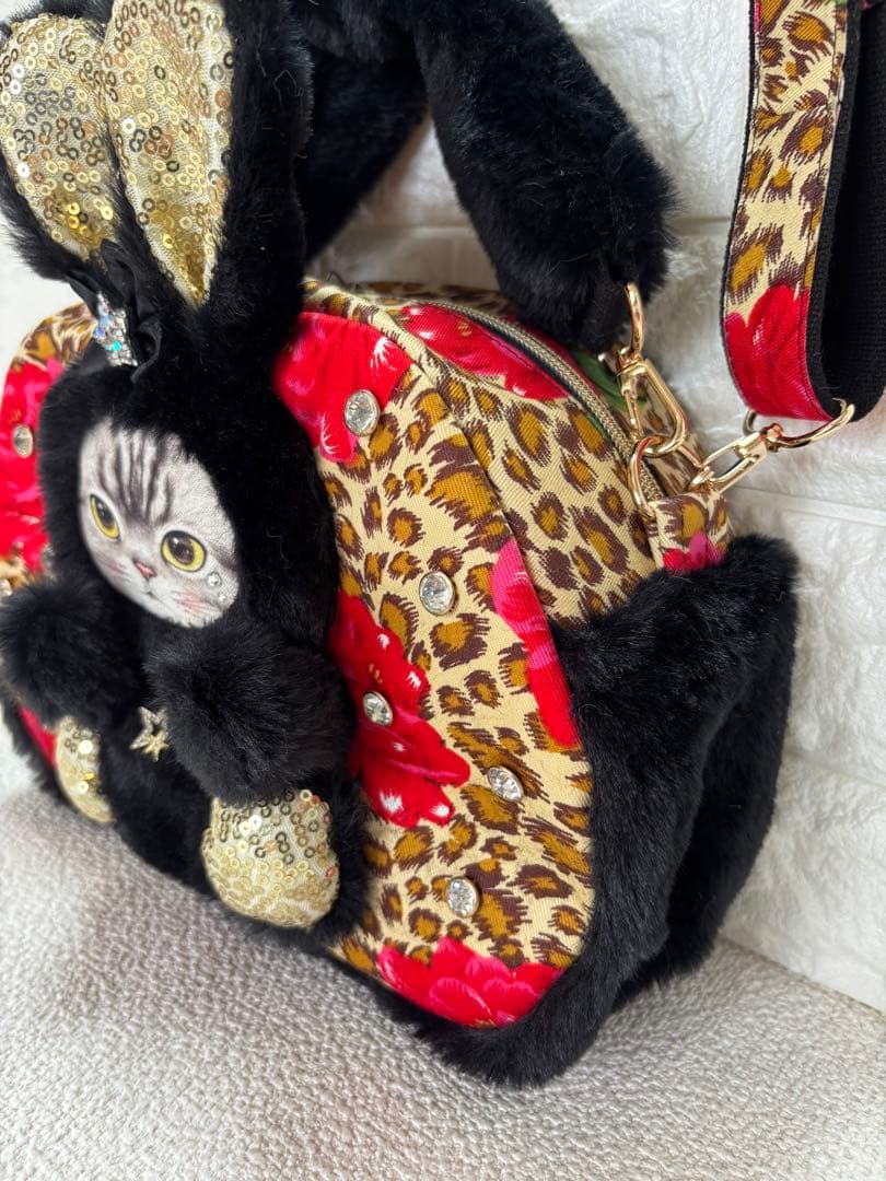 ゆ*ら様 コヤンイサムチョン　ハンドメイド　ファーショルダーバッグ　クロうさちゃ