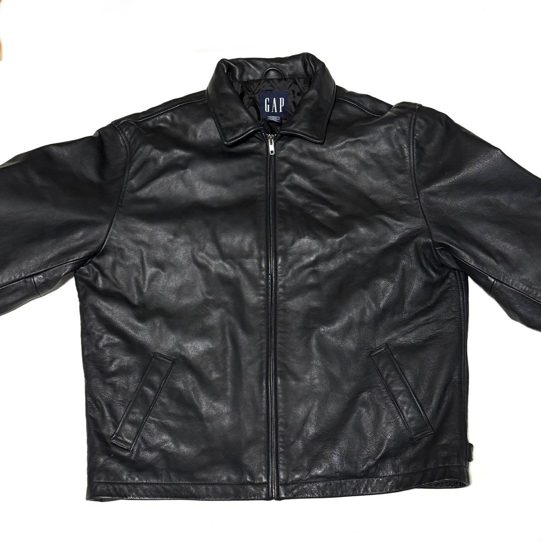 M*様 90s OLD GAP 牛革 レザージャケット L 紺タグ キルティング