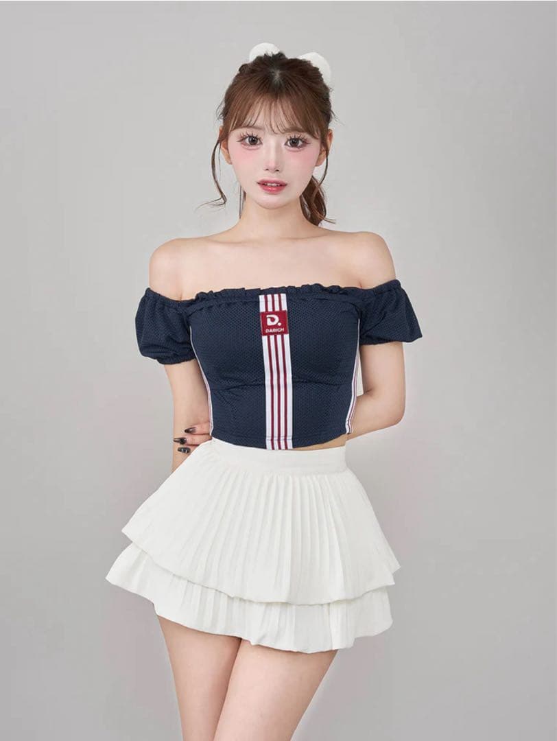 ダーリッチ　リメイクライクメッシュトップス　ネイビー