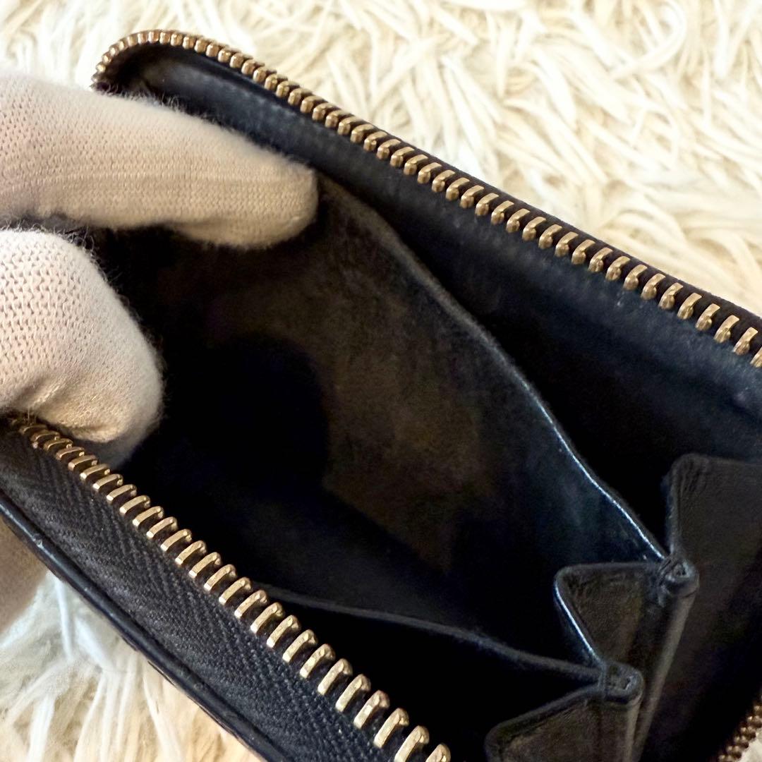 <箱付>GUCCI ケース　カードケース　シマ　レザー　ブラック