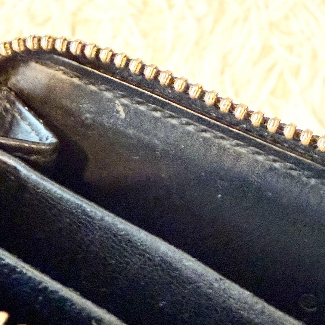 <箱付>GUCCI ケース　カードケース　シマ　レザー　ブラック