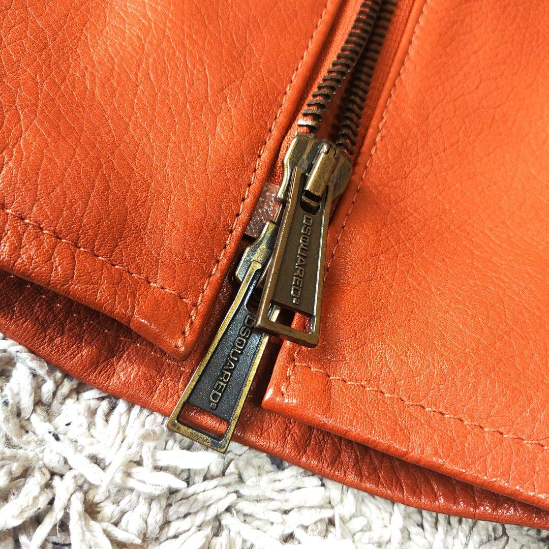 【オレンジ】dsquared2　レザージャケット　本革　牛　ディースクエアード