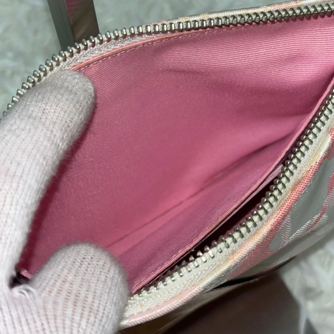 コーチ アクセサリーポーチ　ワンショルダーバッグ ピンク ベージュ　7027