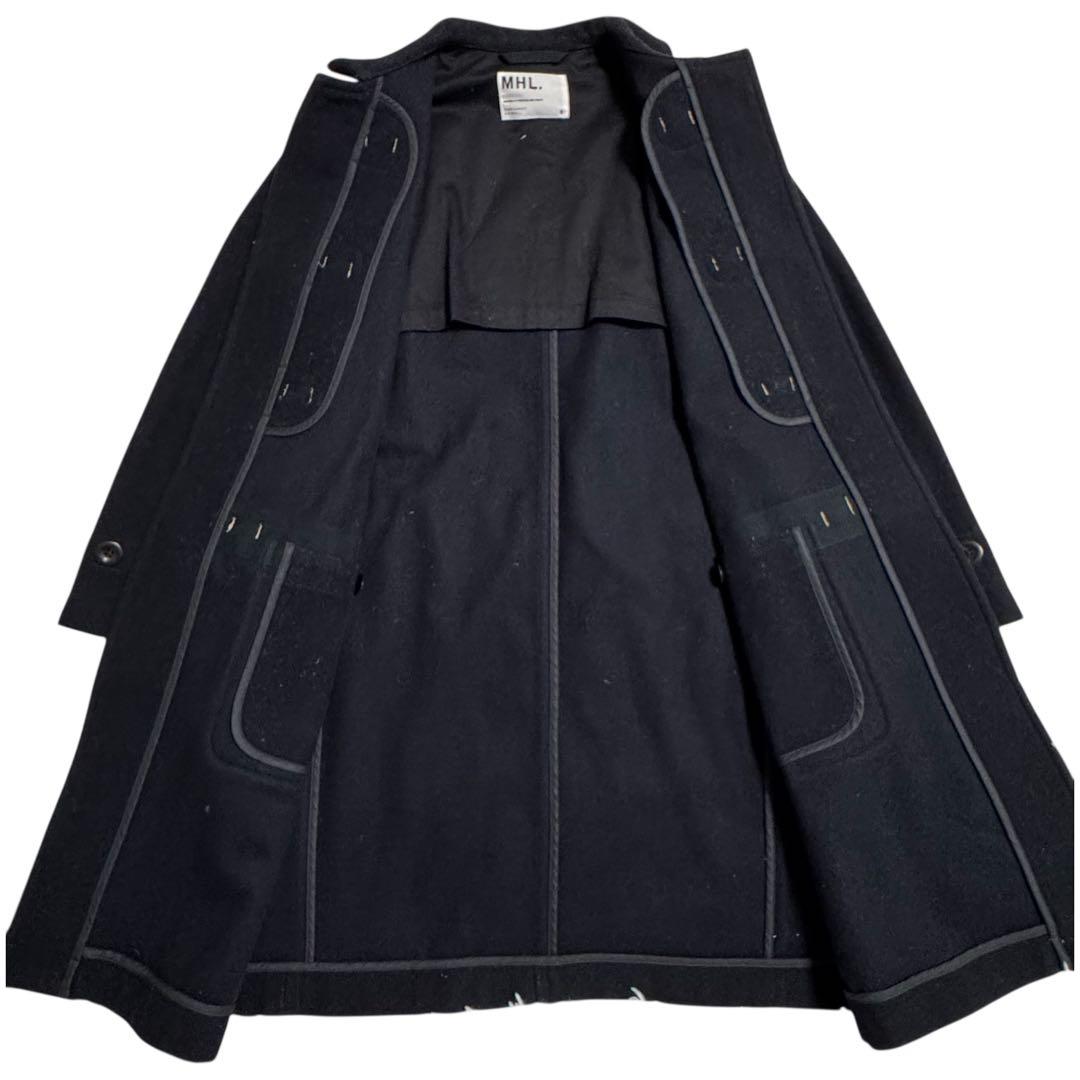 MHL. ロングダッフルコート ウール トグル M 丸襟 ブラック Mサイズ