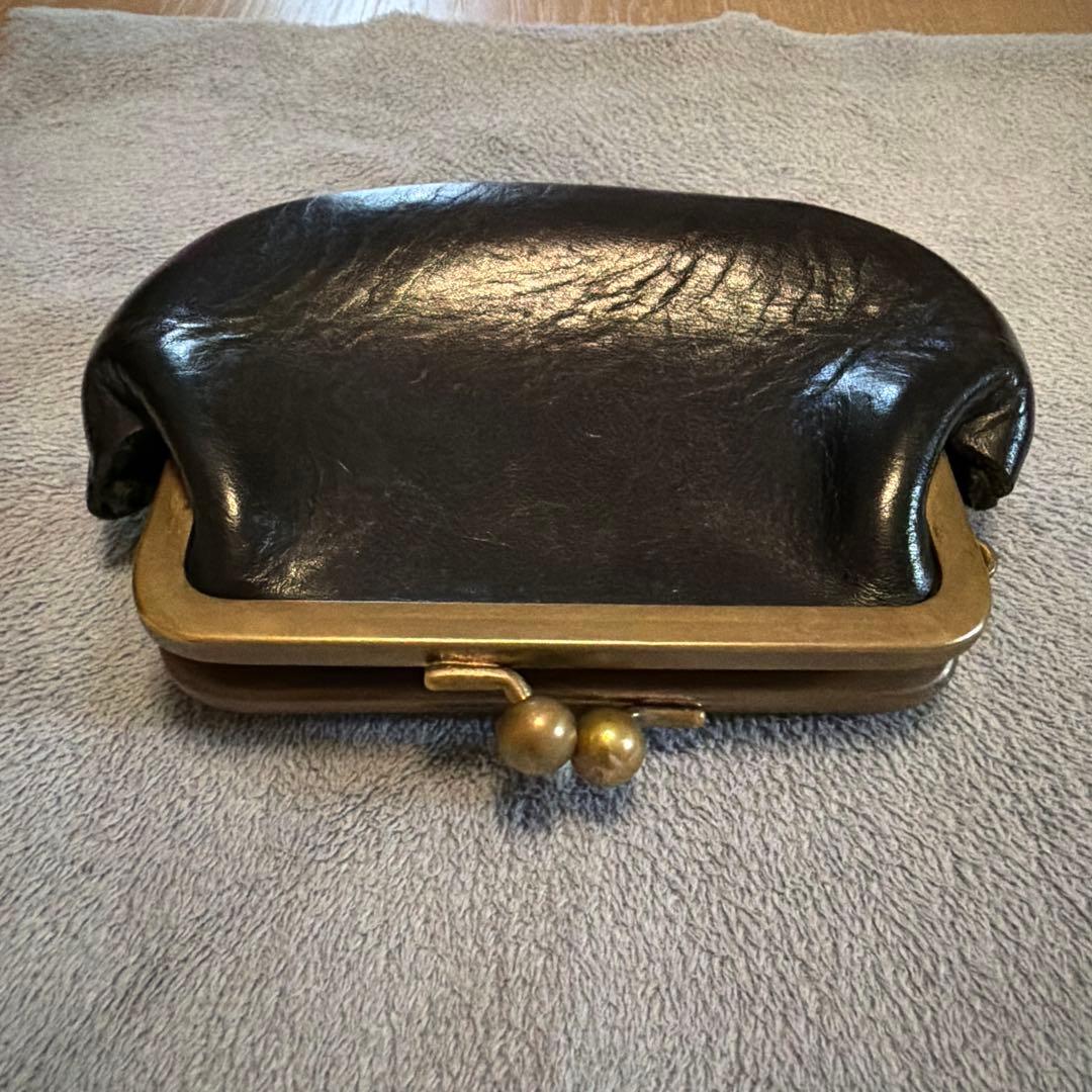 N25 黒のレザーがま口財布 Sサイズ