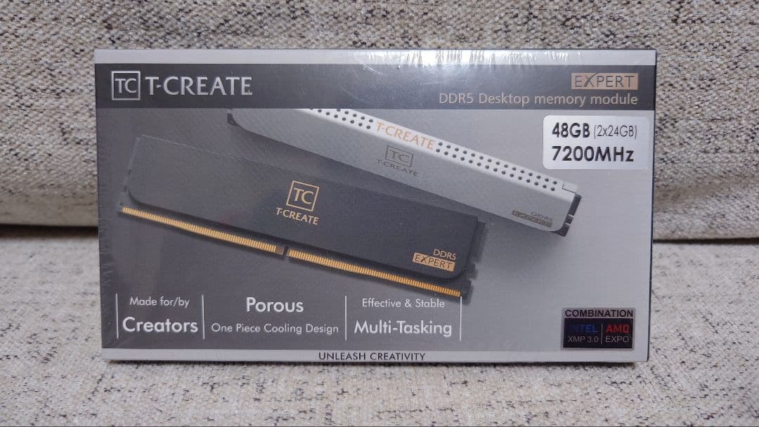 新品 TEAM DDR5 7200mhz 48GB(24GB×2) White