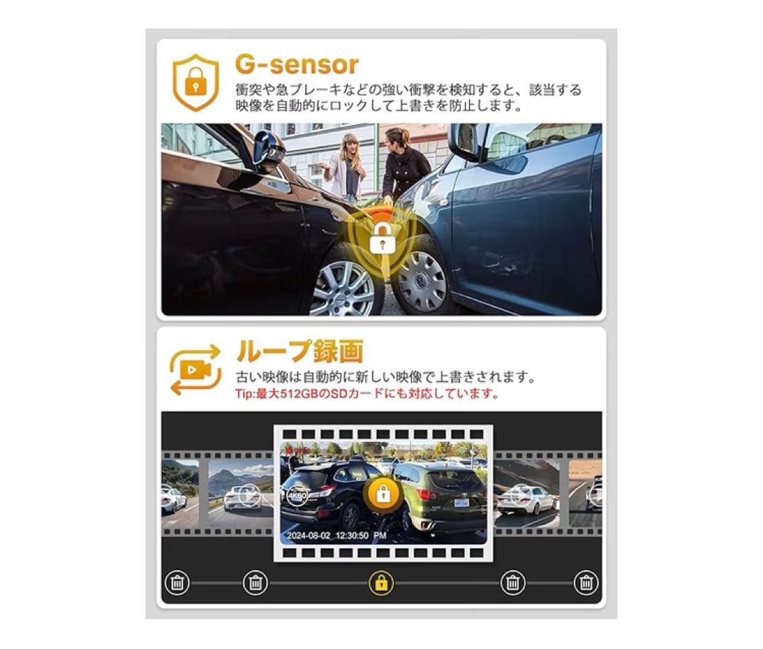 GKU 【SONY製IMX335センサー】 前後ドライブレコーダー