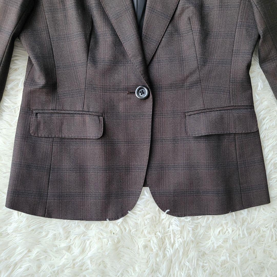 エヌラインプレシャス☆スーツ 3点セット ブラウン チェック 11号 近年モデル