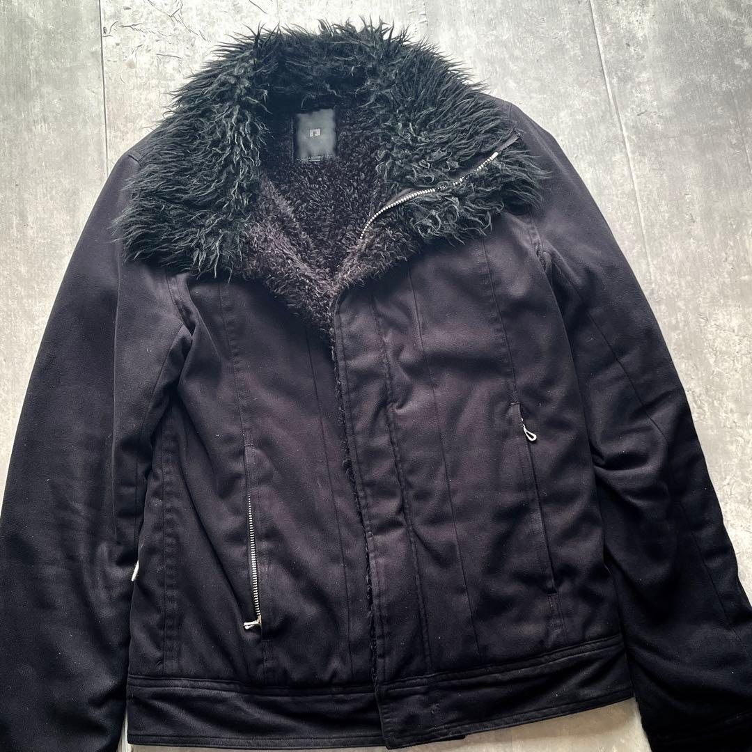 00s grunge boa fur jacket 短丈y2k お兄系　ギャル男