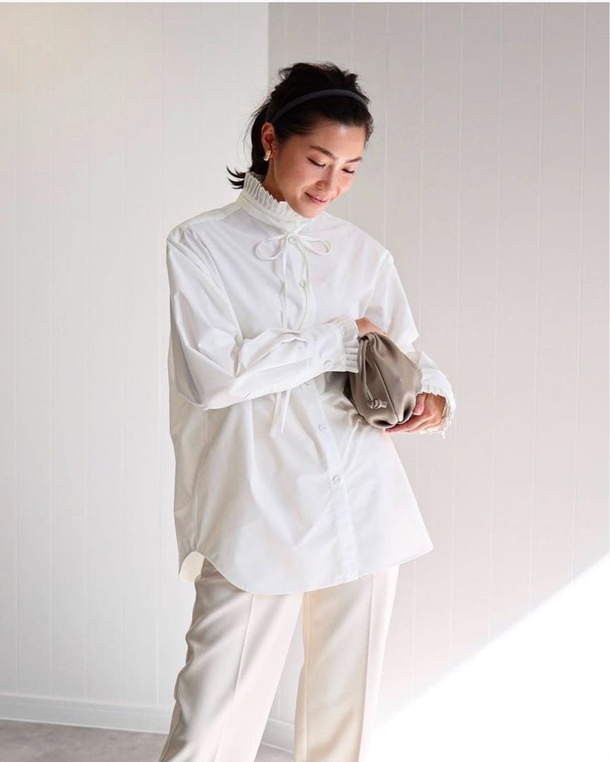 美品gypsohila シェルブラウス　ホワイト　フリーサイズ