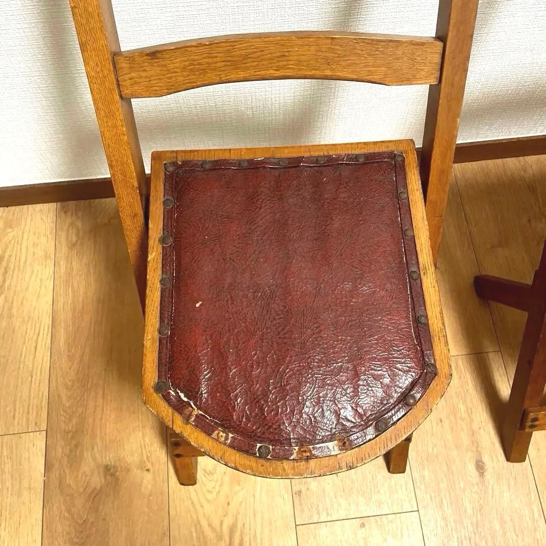 アンティーク　ヴィンテージ　椅子　2脚　折りたたみ　フォールディングチェア　飾棚