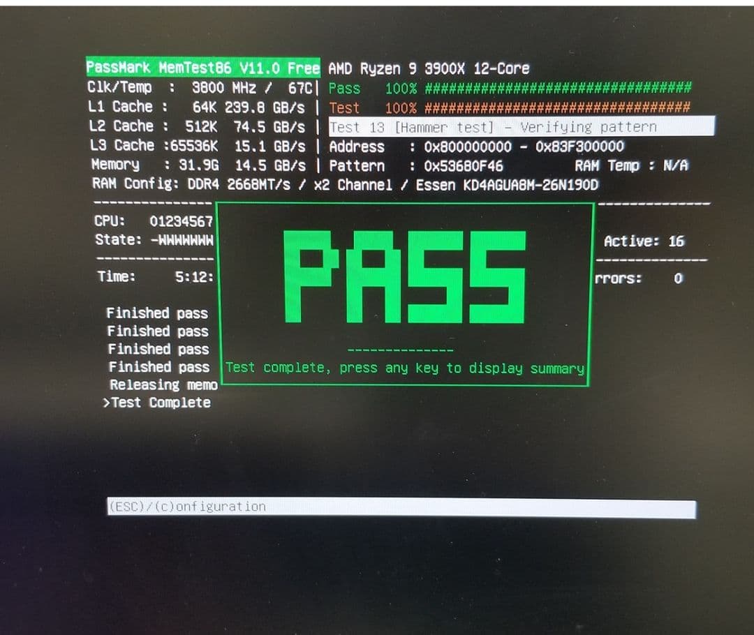 DDR4 32GB (16GB x 2) メモリ 動作確認済み