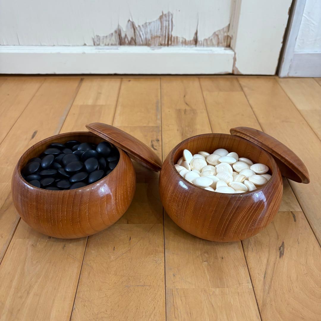 ☆囲碁☆ 高級　36号　本蛤石 那智石　碁笥 へそ付き　5.9寸　桐箱