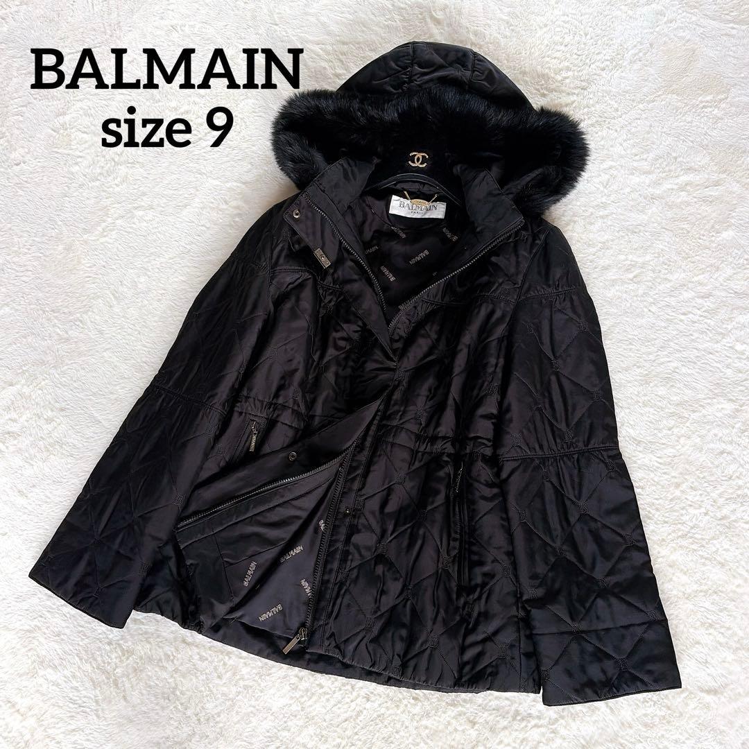 美品✨【バルマン】3wayシルク100%リアルファー総ロゴ中綿ダウンロングコート