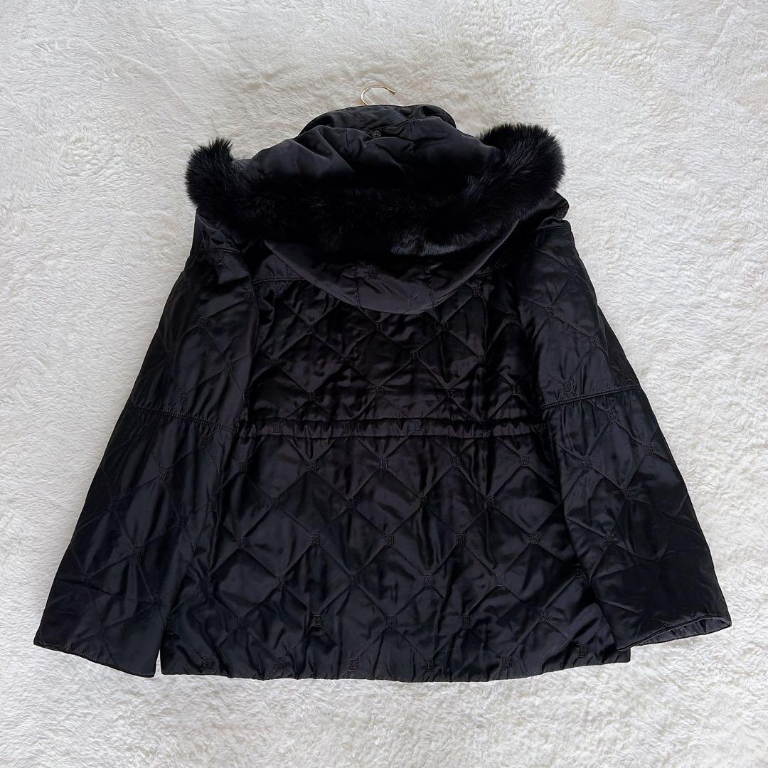 美品✨【バルマン】3wayシルク100%リアルファー総ロゴ中綿ダウンロングコート