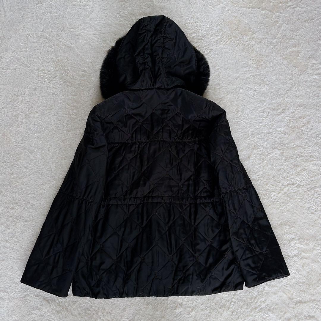 美品✨【バルマン】3wayシルク100%リアルファー総ロゴ中綿ダウンロングコート