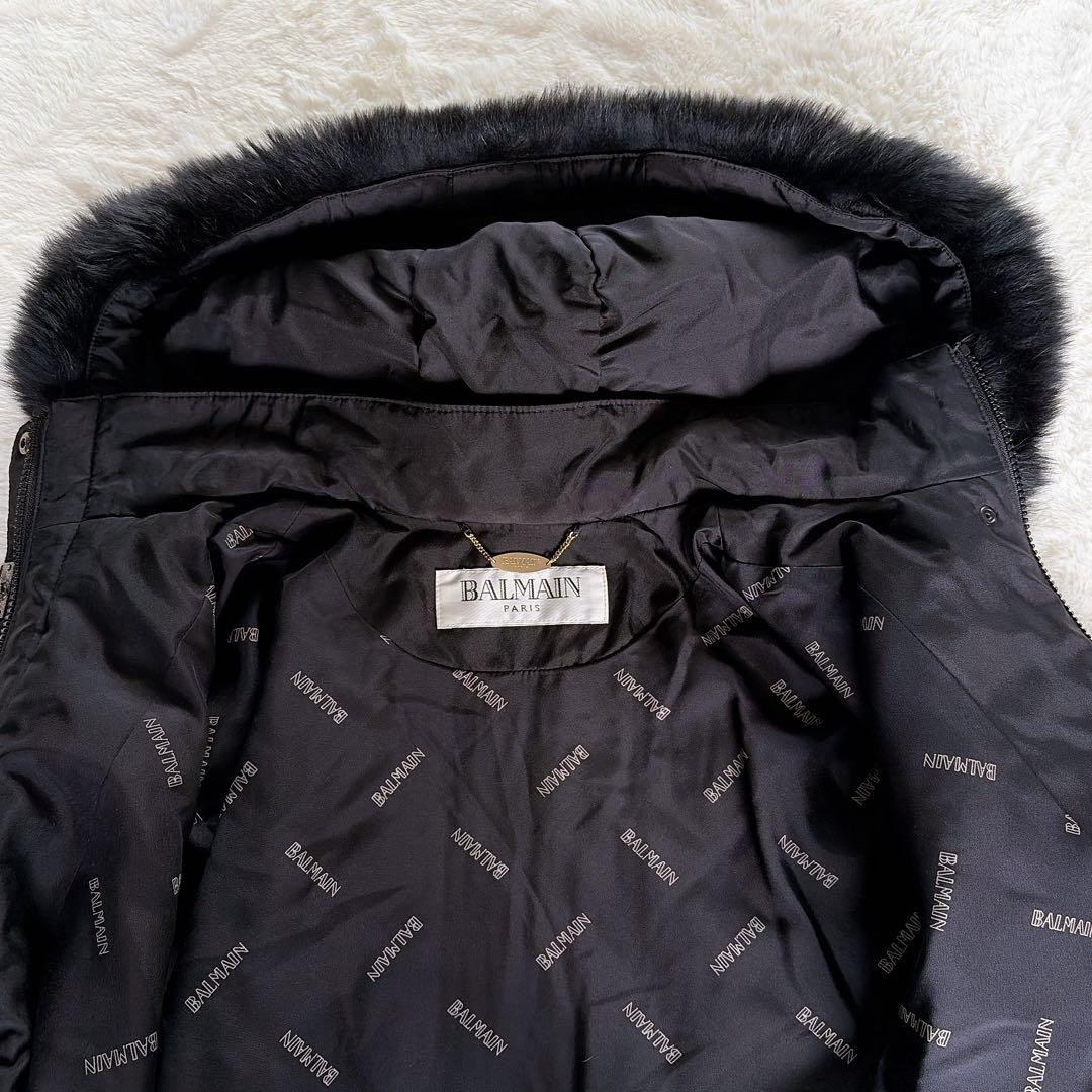 美品✨【バルマン】3wayシルク100%リアルファー総ロゴ中綿ダウンロングコート