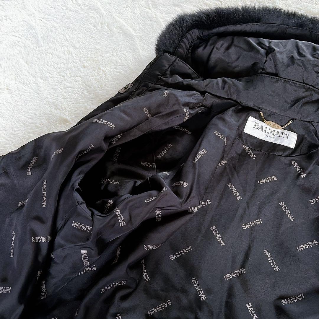 美品✨【バルマン】3wayシルク100%リアルファー総ロゴ中綿ダウンロングコート