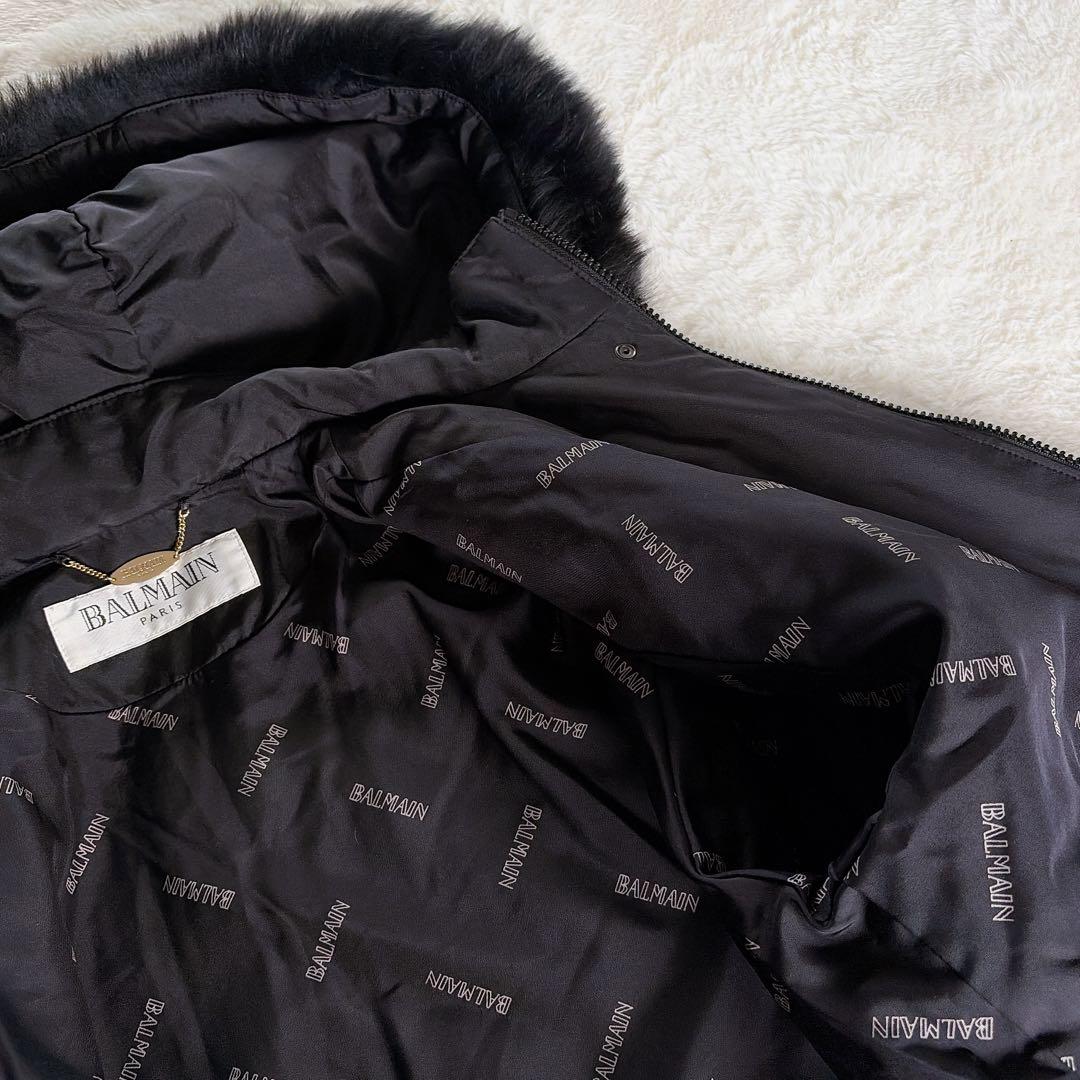 美品✨【バルマン】3wayシルク100%リアルファー総ロゴ中綿ダウンロングコート