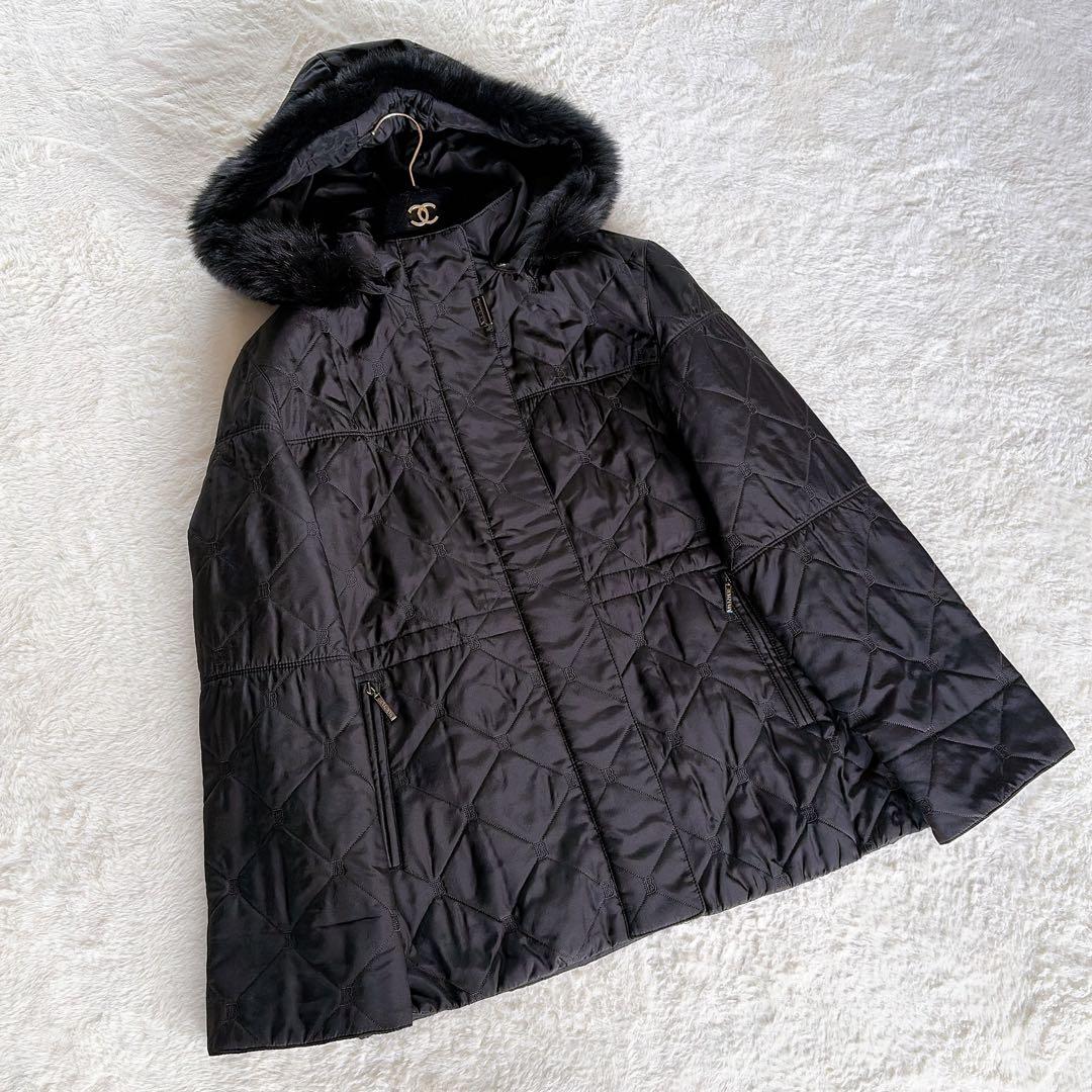 美品✨【バルマン】3wayシルク100%リアルファー総ロゴ中綿ダウンロングコート