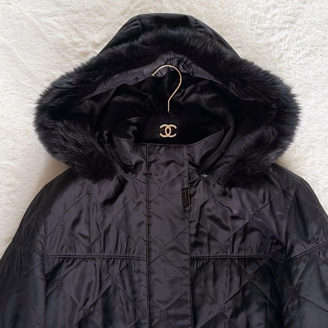 美品✨【バルマン】3wayシルク100%リアルファー総ロゴ中綿ダウンロングコート