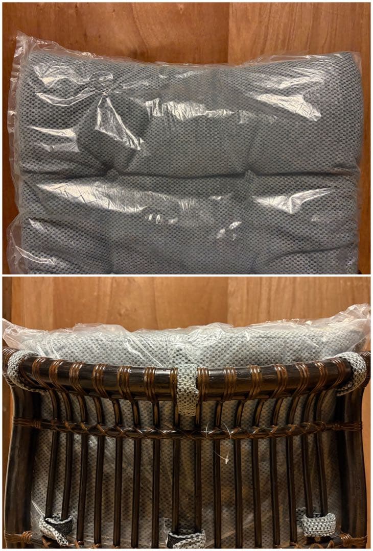 【けろよん】KAZAMA ロッキングチェア フェルテ 籐椅子 グレー クッ