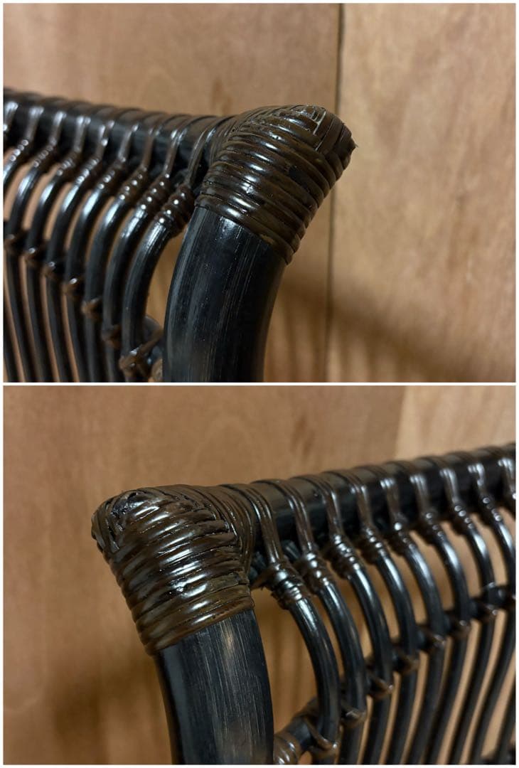 【けろよん】KAZAMA ロッキングチェア フェルテ 籐椅子 グレー クッ