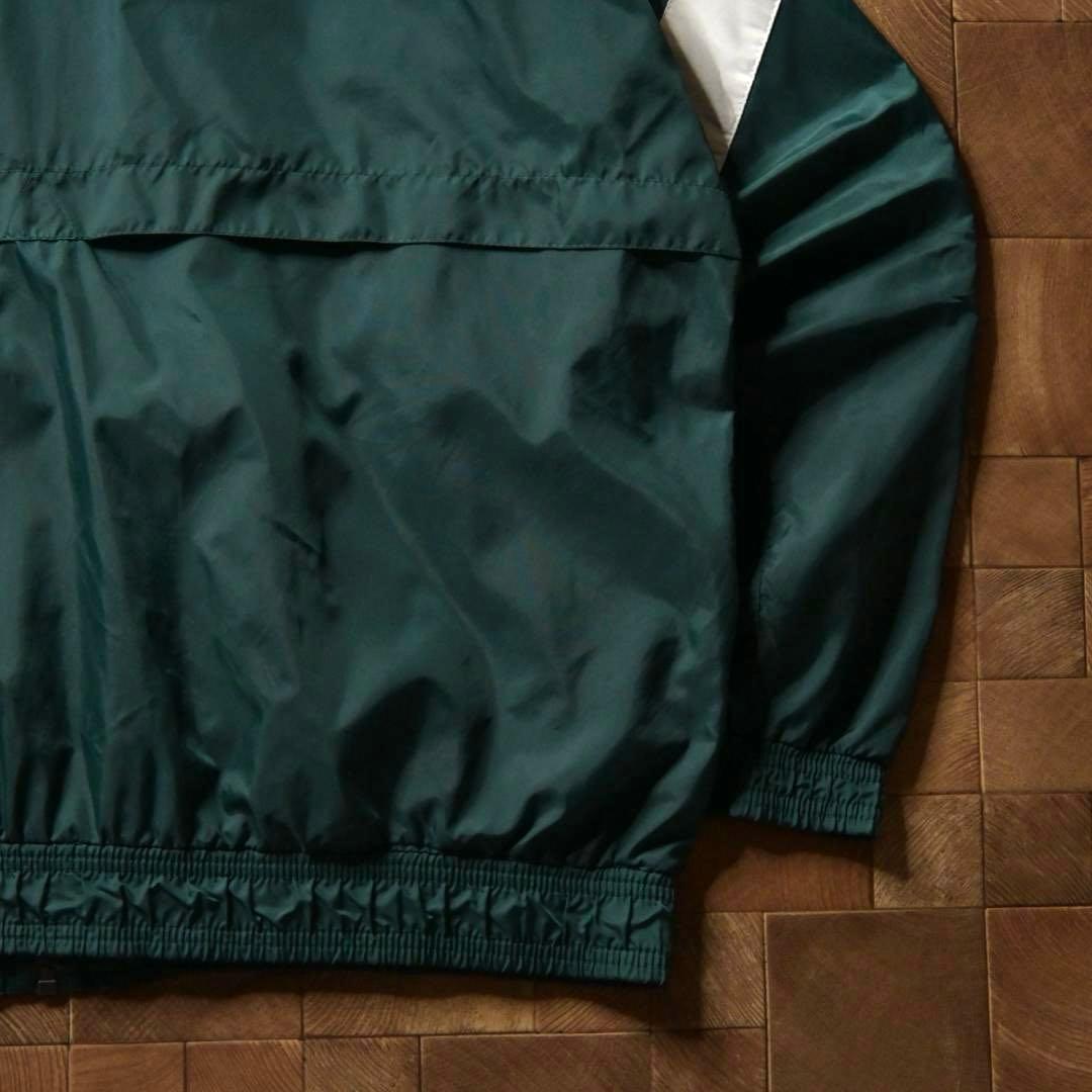 か*ん様 90s 万国旗タグ　アディダス　ナイロンジャケット　グリーン　刺繍ロゴ