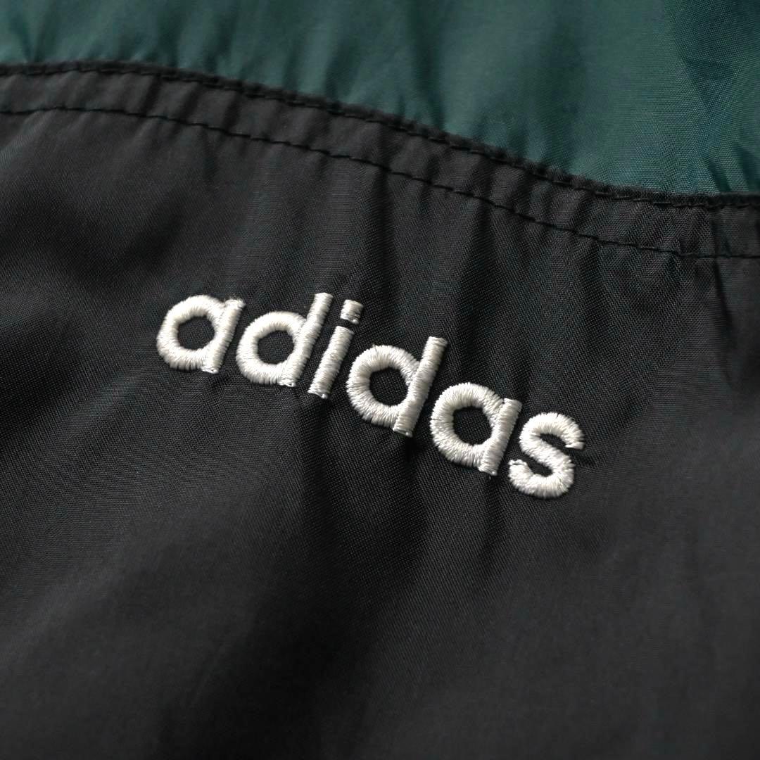 か*ん様 90s 万国旗タグ　アディダス　ナイロンジャケット　グリーン　刺繍ロゴ