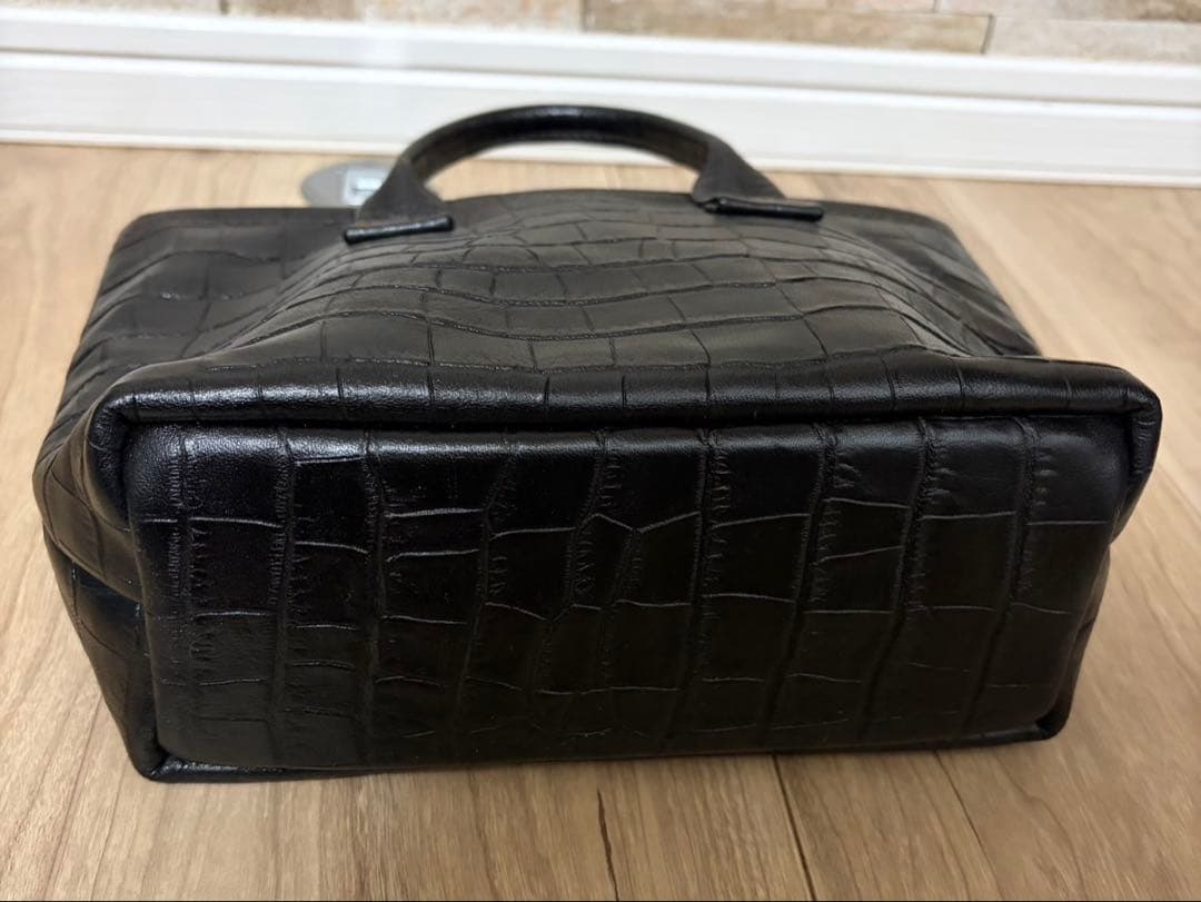 クロコ型押レザーミニトートバッグ　裏地青龍　新品