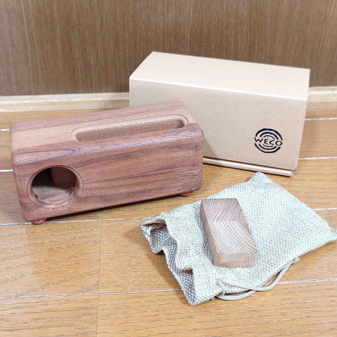【新品未使用】マクアケ ウッドスピーカー スマホ　WECO　マホガニー