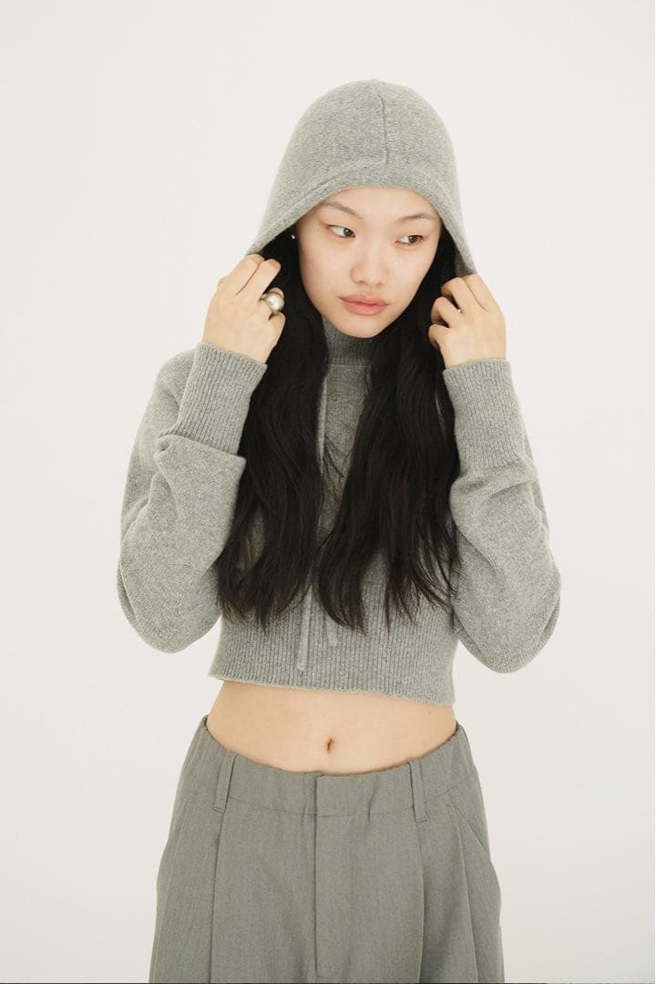 トップス CLANE SHORT KNIT HOODIE