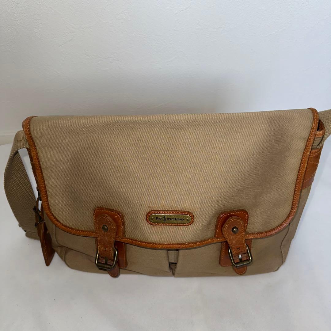【希少】ポロラルフローレン サファリバッグ メッセンジャー　フラップ ベージュ