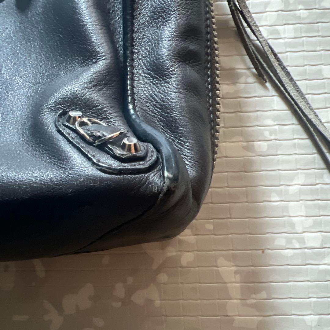 バレンシアガ　ペーパーミニ　2way ショルダーバッグ　レザー　グレー