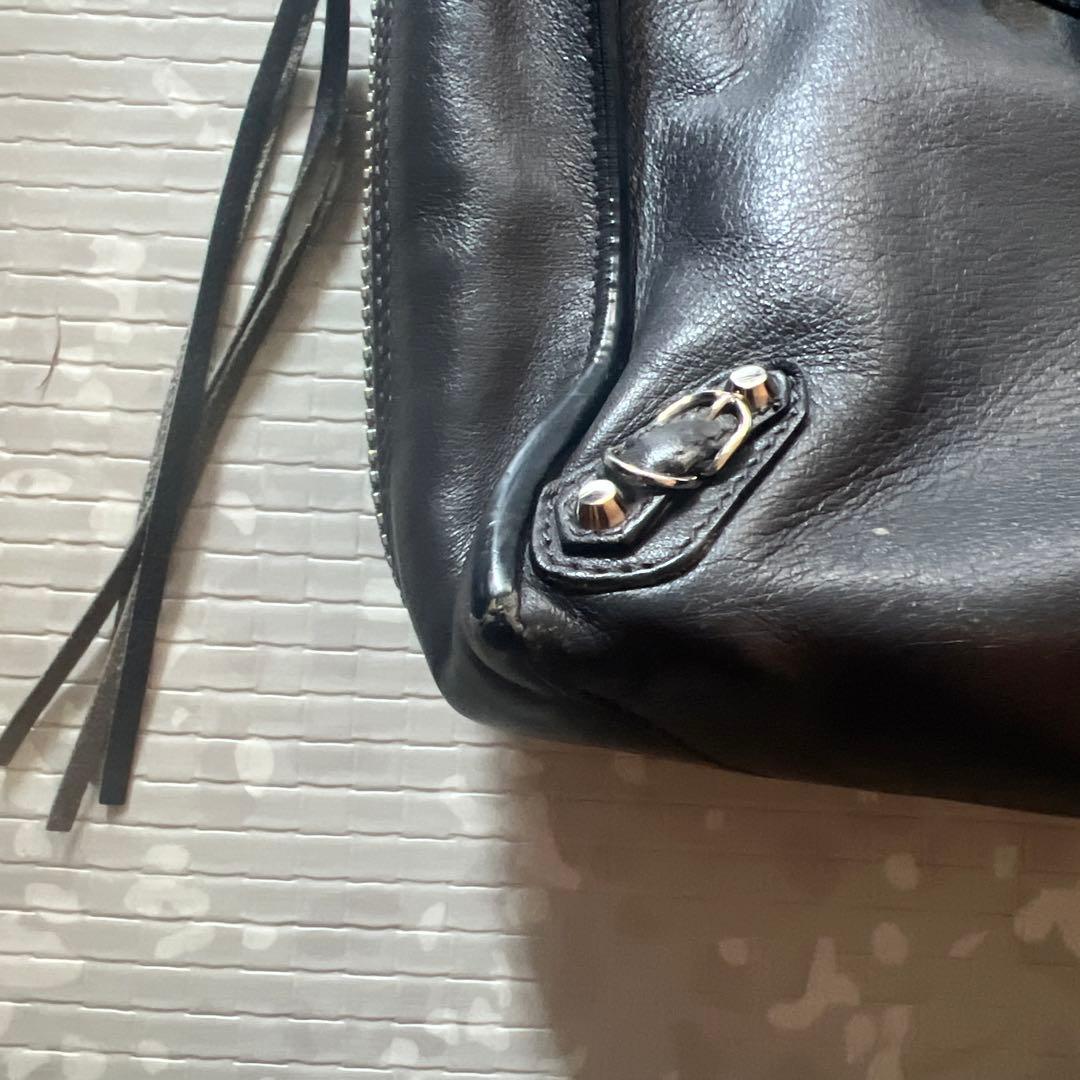 バレンシアガ　ペーパーミニ　2way ショルダーバッグ　レザー　グレー