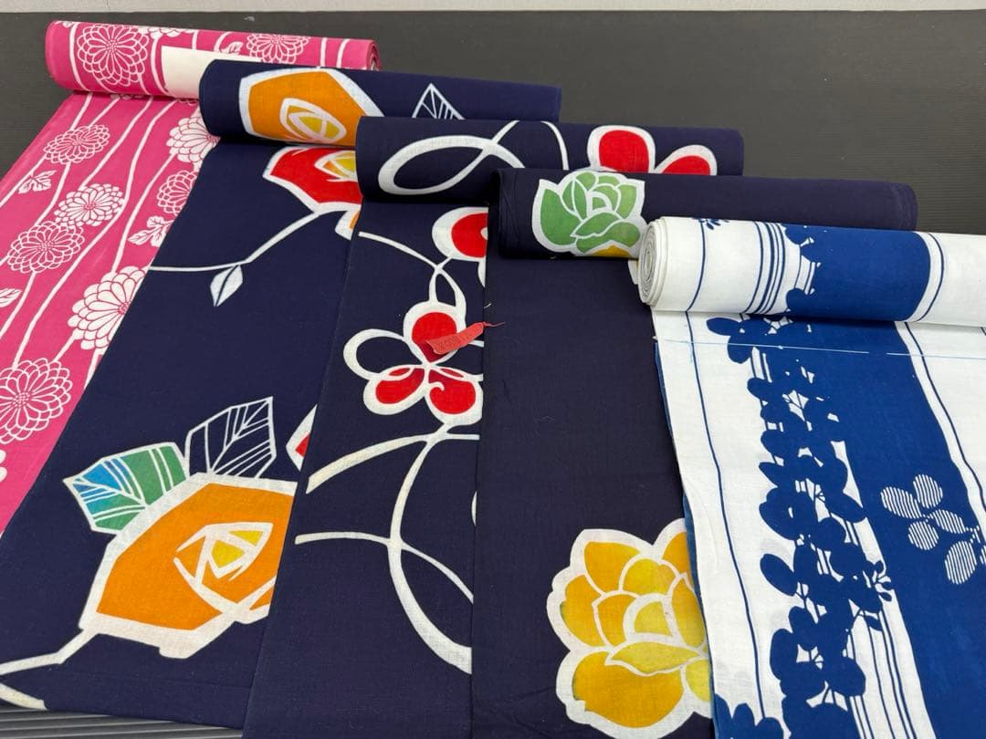 128)浴衣　反物　5点セット　綿　着尺