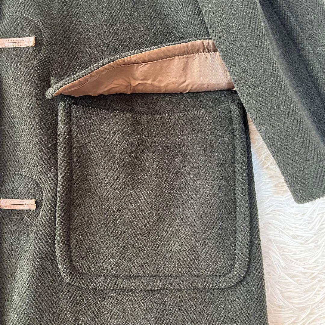 【美品】希少　グレンフェル　ヘリンボーン　ウール　ロング　ダッフルコート