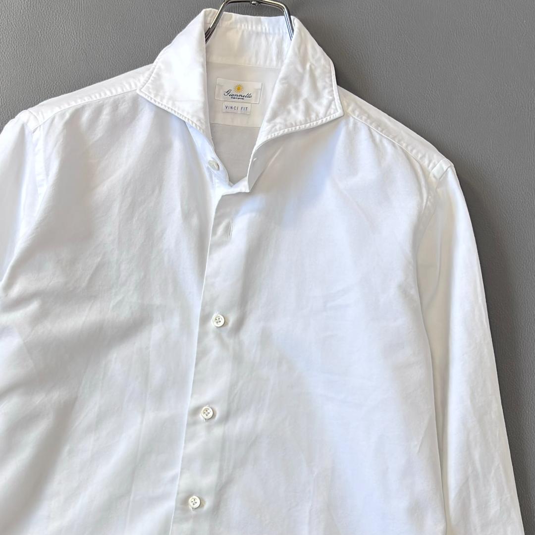 美品ジャンネット vinci fit 長袖 カッタウェイ 太陽 白 42 ua9