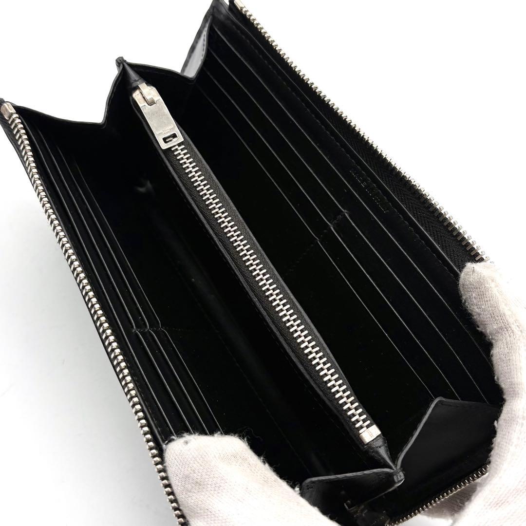 【未使用級】サンローラン 長財布 L字ジップ レザー　ロゴ 付属品完備 ブラック