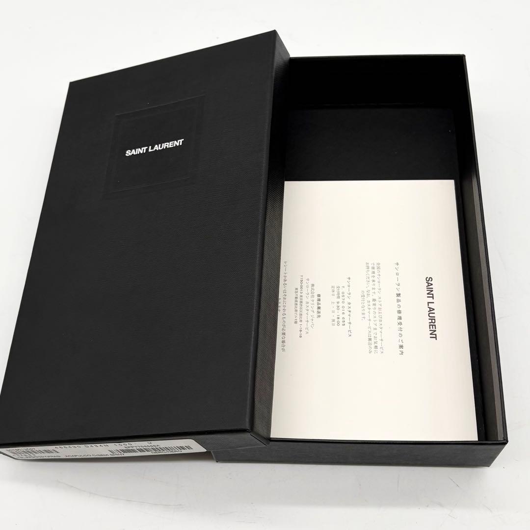 【未使用級】サンローラン 長財布 L字ジップ レザー　ロゴ 付属品完備 ブラック