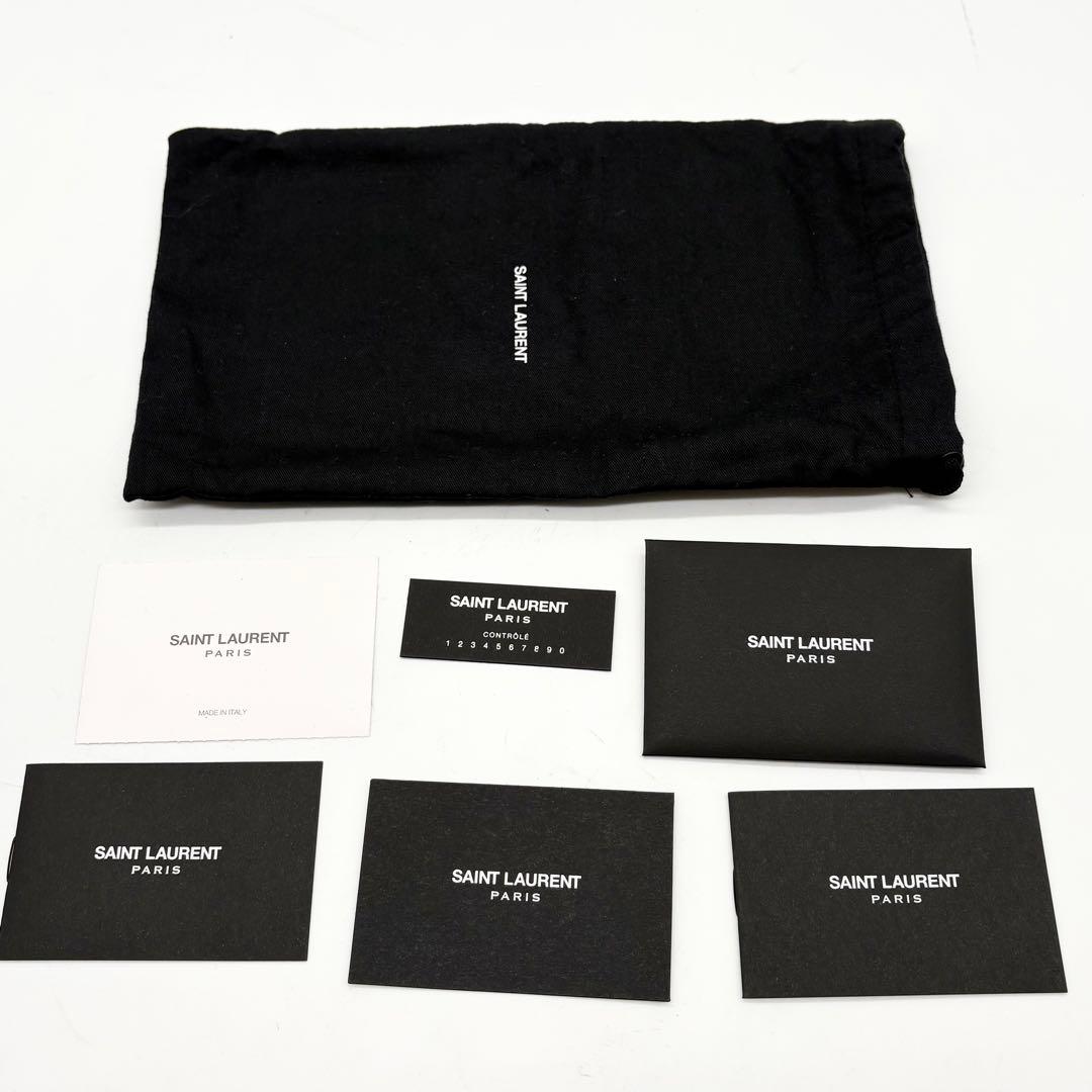 【未使用級】サンローラン 長財布 L字ジップ レザー　ロゴ 付属品完備 ブラック