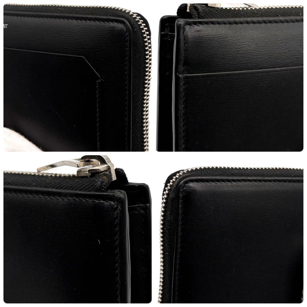【未使用級】サンローラン 長財布 L字ジップ レザー　ロゴ 付属品完備 ブラック