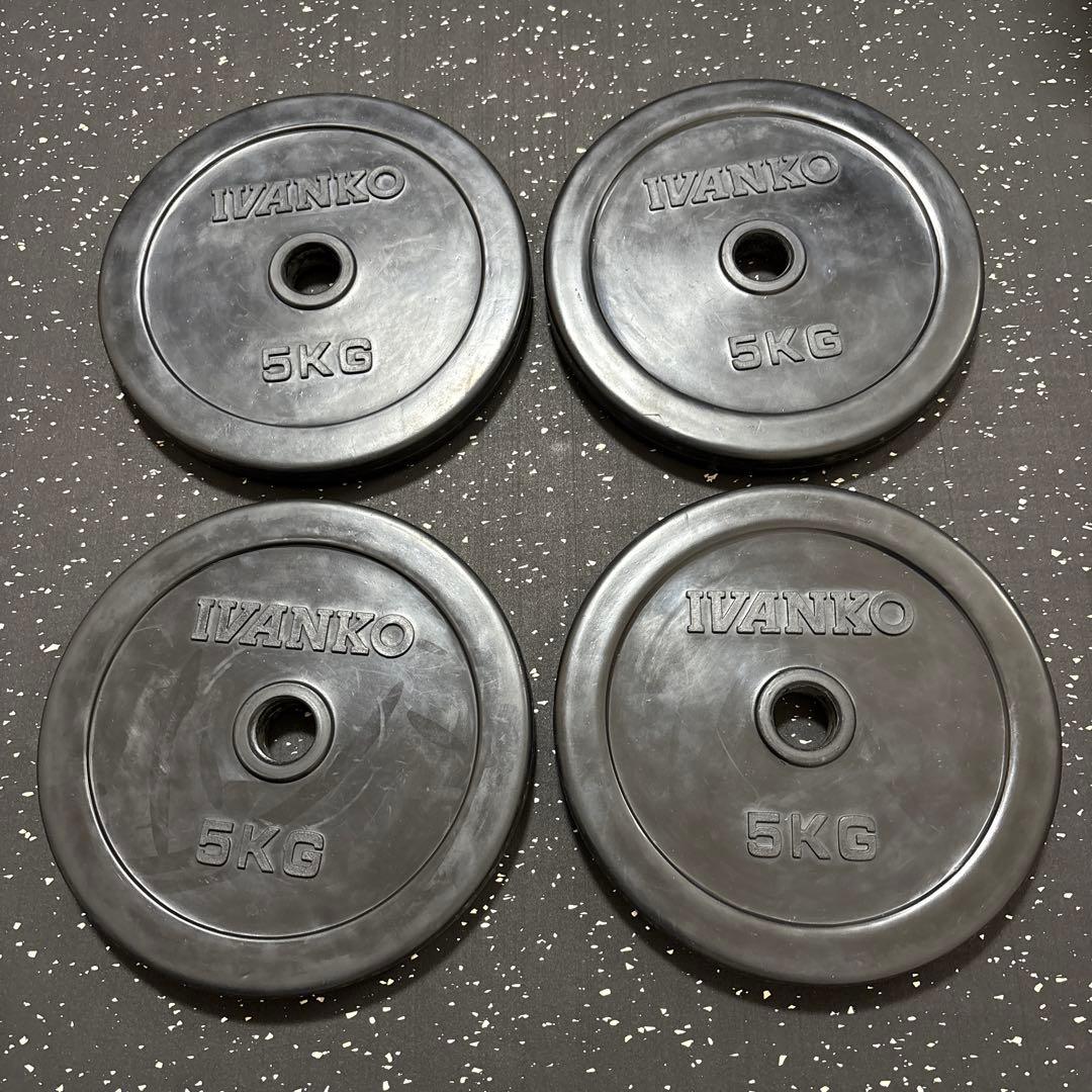 IVANKO ラバーダンベルプレート 5kg 4枚セット Φ28mm ①