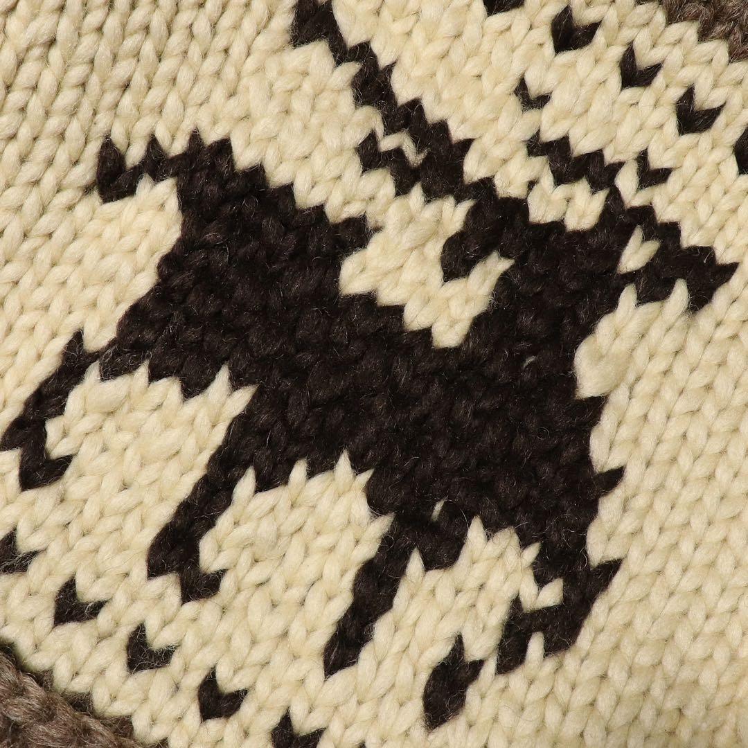 L★KANATA★カウチンニット★トナカイ★カナダ製★カーディガン★ブラウン