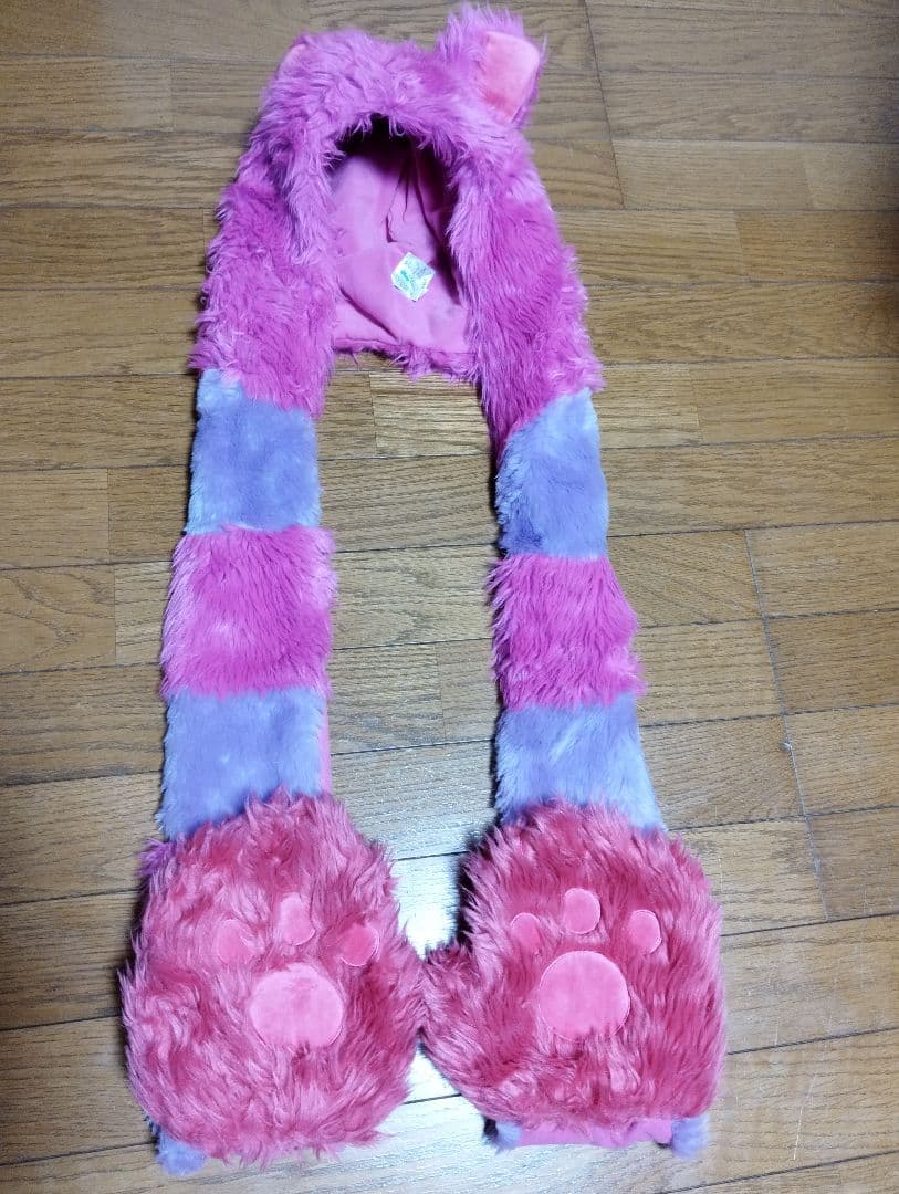 【ぱ】ディズニー　マフラー　マフラーファンキャップ チェシャ猫　サリー