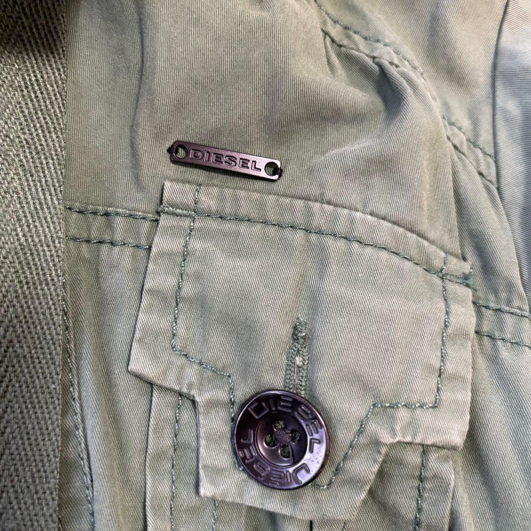 良品✨Y2K ディーゼル ショート丈 フードパーカー カーキ ジャケット