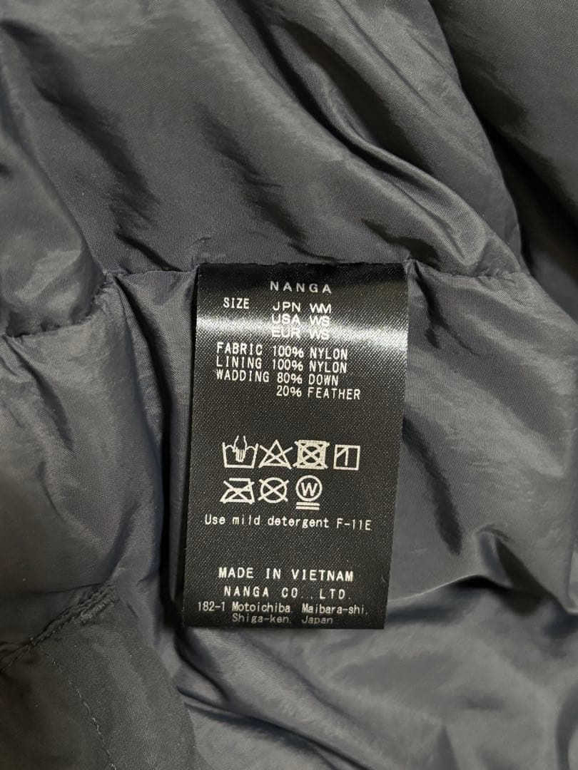ナンガ NANGA スタンドカラー ダウンジャケット　ブラック レディースM