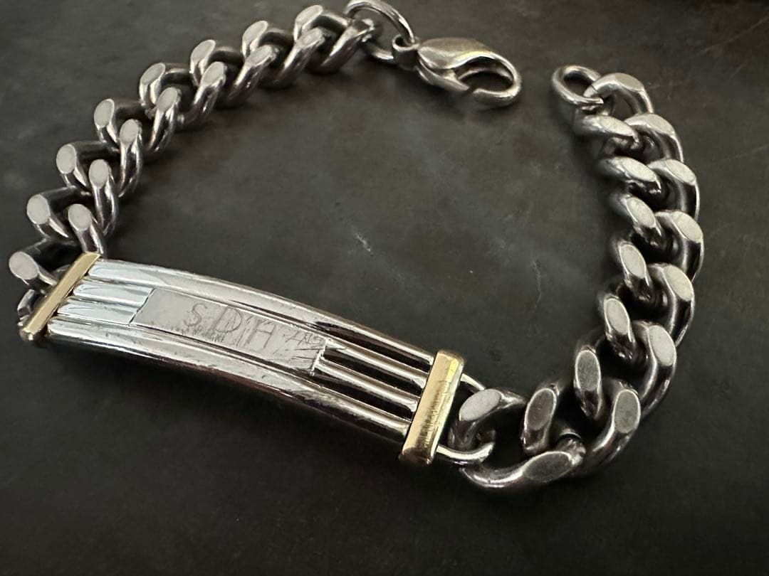希少　ヴィンテージ　シルバー　925 14K 喜平　ID ブレスレット　アメリカ