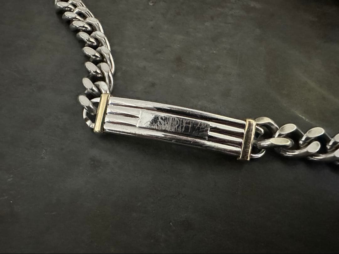希少　ヴィンテージ　シルバー　925 14K 喜平　ID ブレスレット　アメリカ